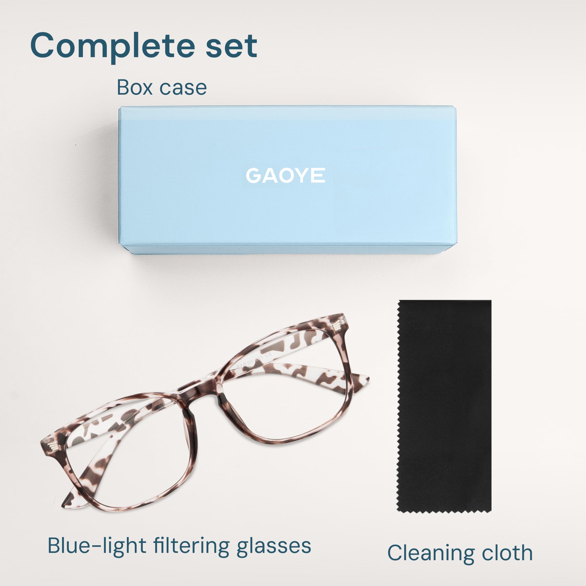 Gaoye leopard blue light glasses packaged for easy daily carry in bag or case