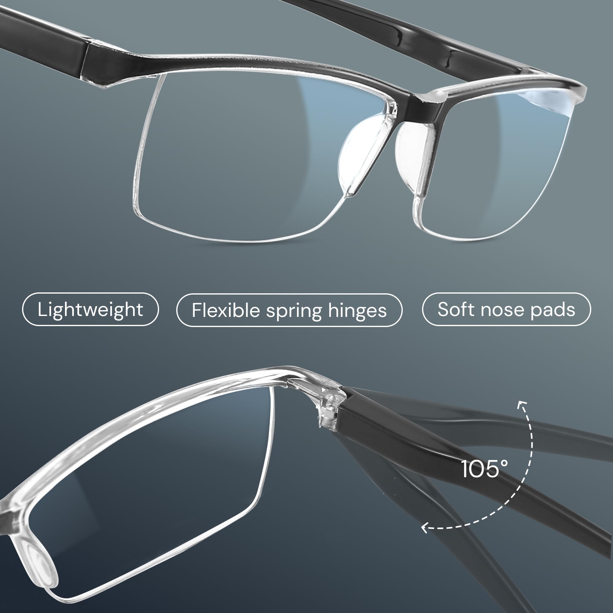 Gaoye men’s reading glasses showcase a stylish, masculine frame design