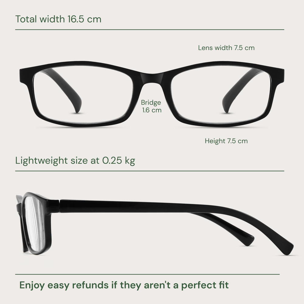Gaoye men's rectangle black-frame glasses for all-day comfort