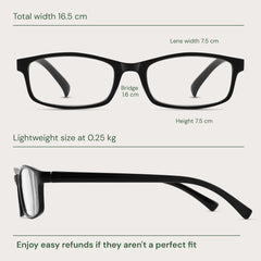 Gaoye men's rectangle black-frame glasses for all-day comfort
