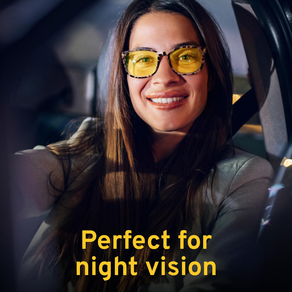 Gaoye night-driving glasses amber-tint lenses reduce glare for safer night commutes.