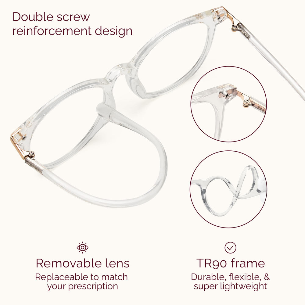 Gaoye office setup model wearing glasses for daily computer use