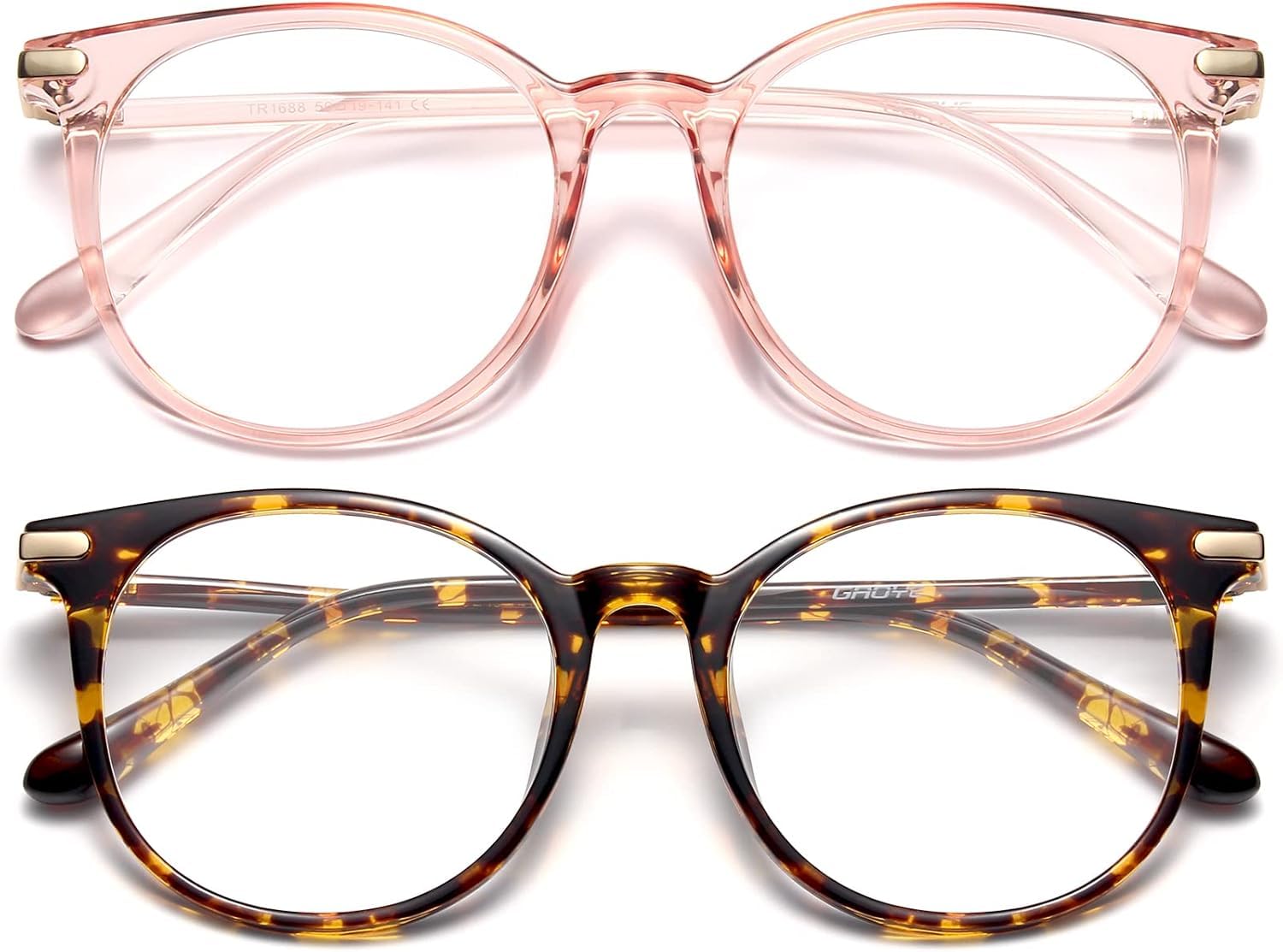 Gaoye pink tea leopard retro round glasses for stylish daily wear and comfort