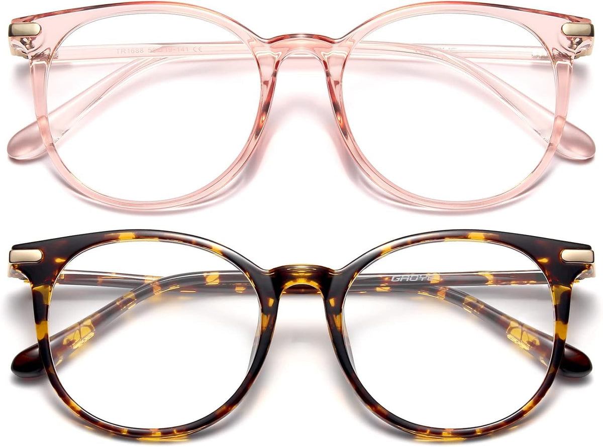 Gaoye pink tea leopard retro round glasses for stylish daily wear and comfort