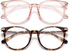 Gaoye pink tea leopard retro round glasses for stylish daily wear and comfort