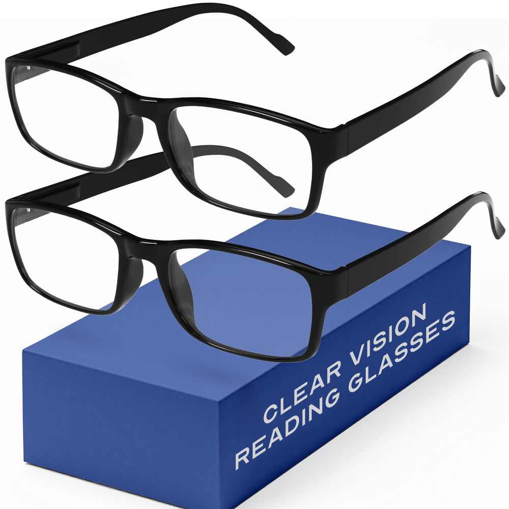 Gaoye rectangle black front view reading glasses with blue-light filter for daytime reading