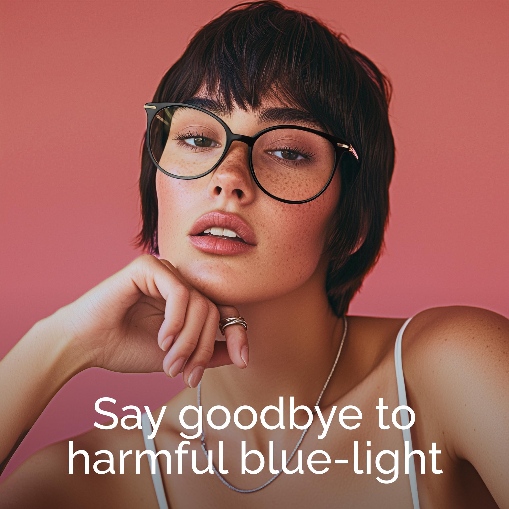 Gaoye round TR90 frame blue light lenses with anti-reflective coating for clearer viewing.