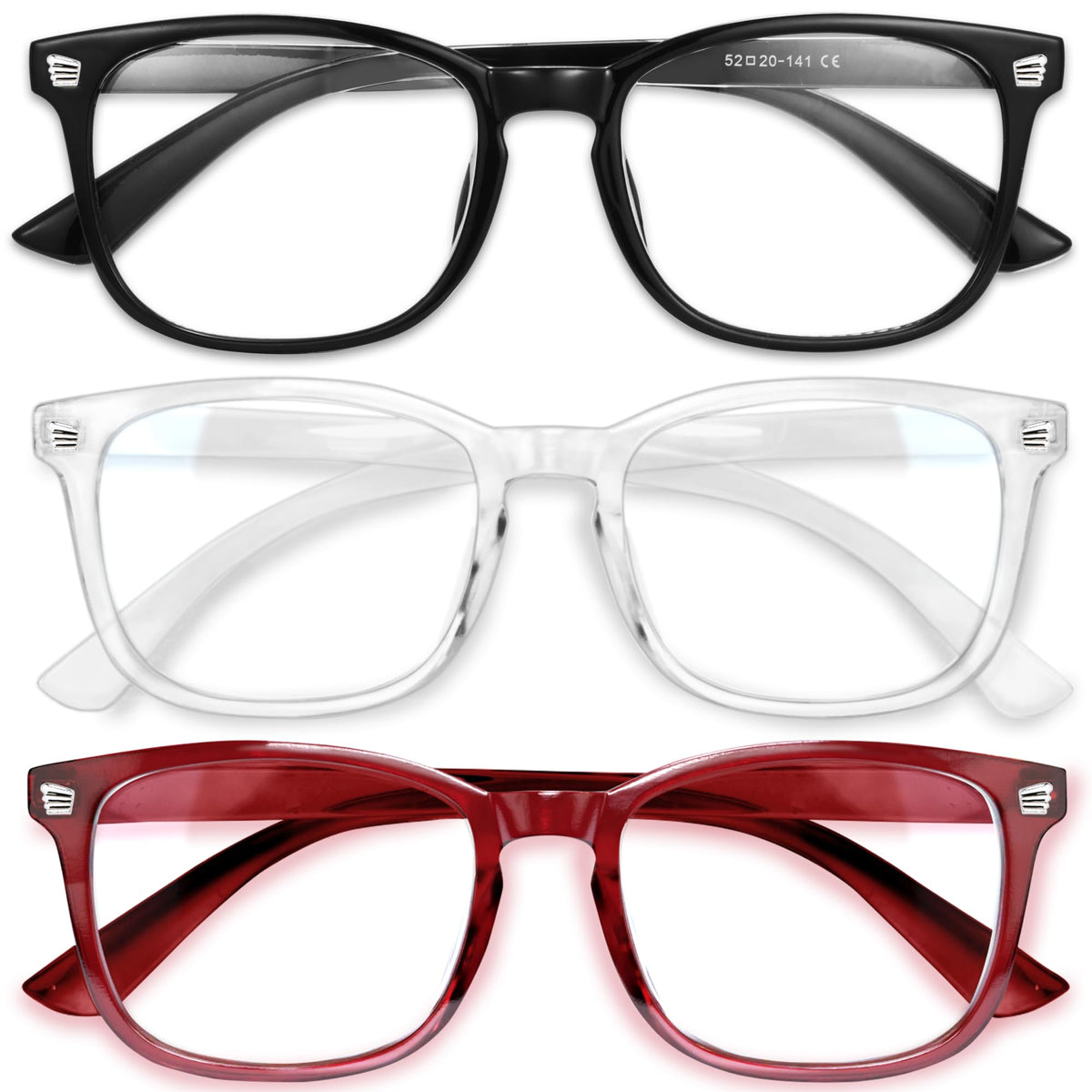 Gaoye stylish blue light glasses for women in a three-pack, ready for daily wear.