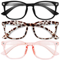 Gaoye stylish blue light glasses for women in a three-pack reduce eye strain during screen use