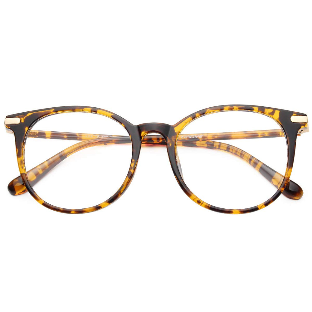 Gaoye Tea Leopard round frame highlights a stylish retro look with blue light protection for daytime use.