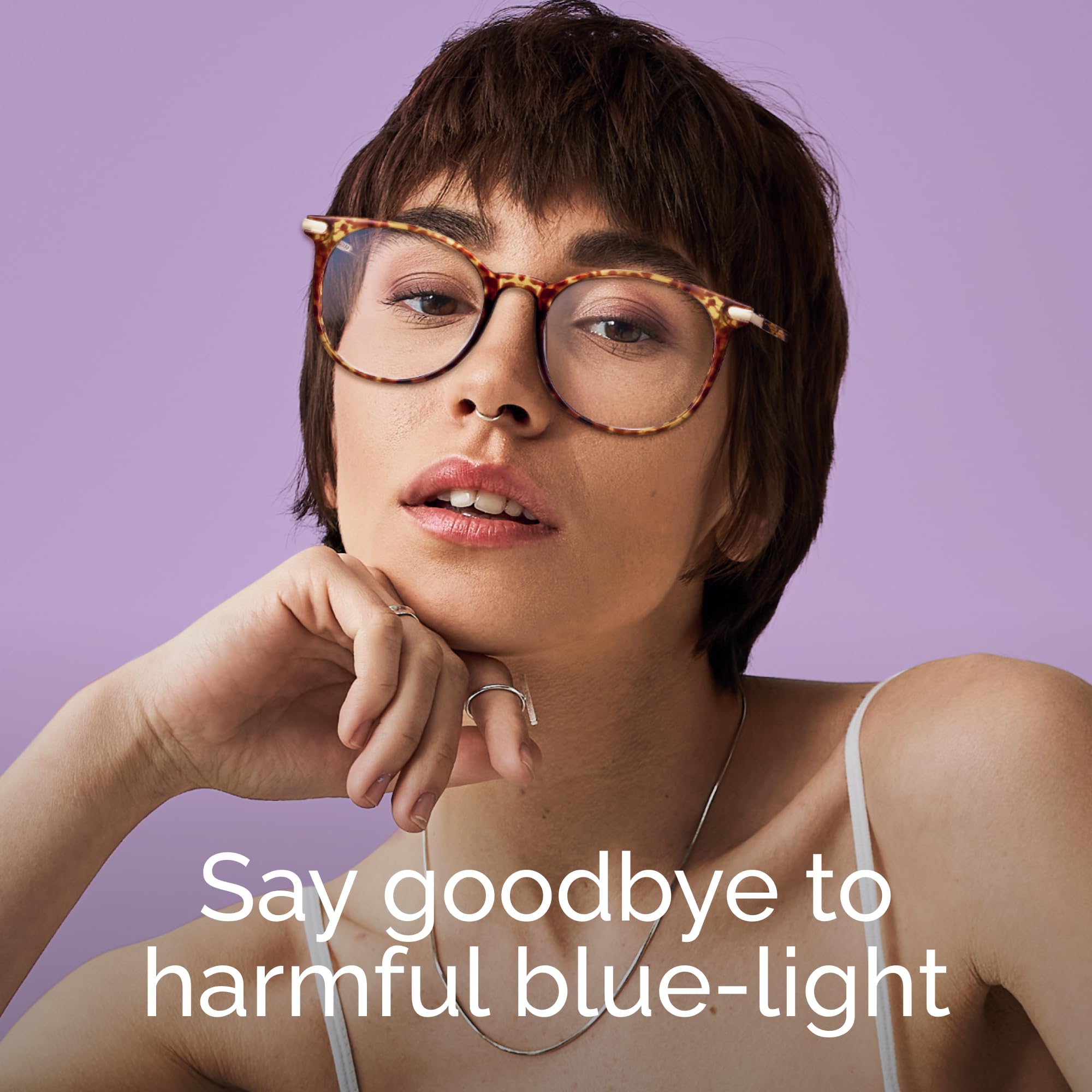 Gaoye Tea Leopard round front view showcases amber-tinted lenses for clearer screens.