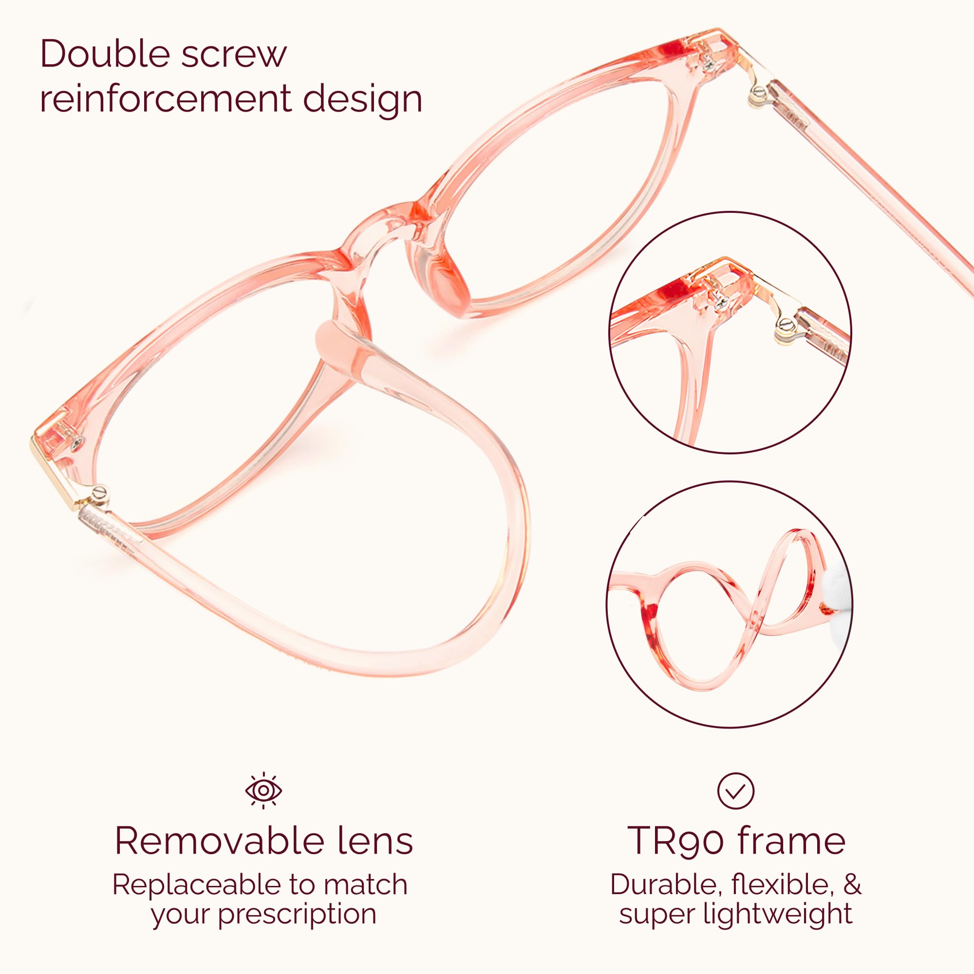 Gaoye pink frame glasses worn during computer work unisex versatile style