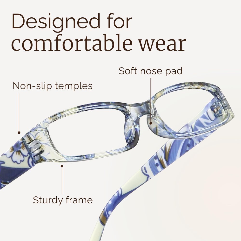 Gaoye women's readers Pattern D display, fashion-forward design with flexible hinges.