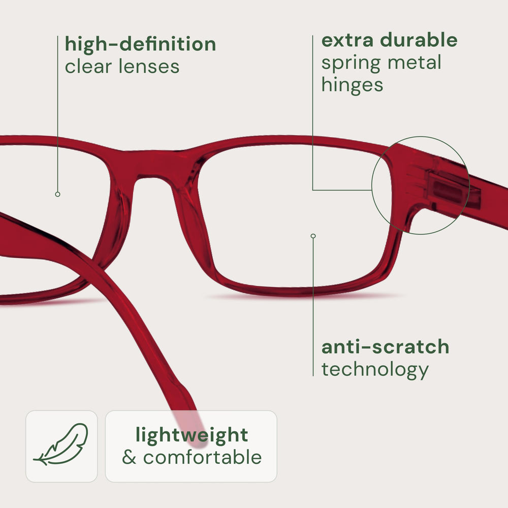 Gaoye red rectangle frame reading glasses add stylish daily wear.