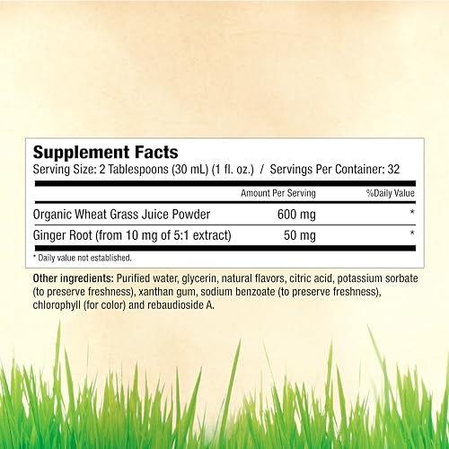 Garden Greens Wheat Grass Liquid being poured into a glass for refreshing hydration.