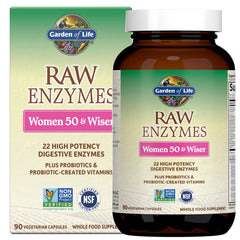 Garden of Life 22 Digestive Enzymes bottle close-up for targeted digestion support after meals.