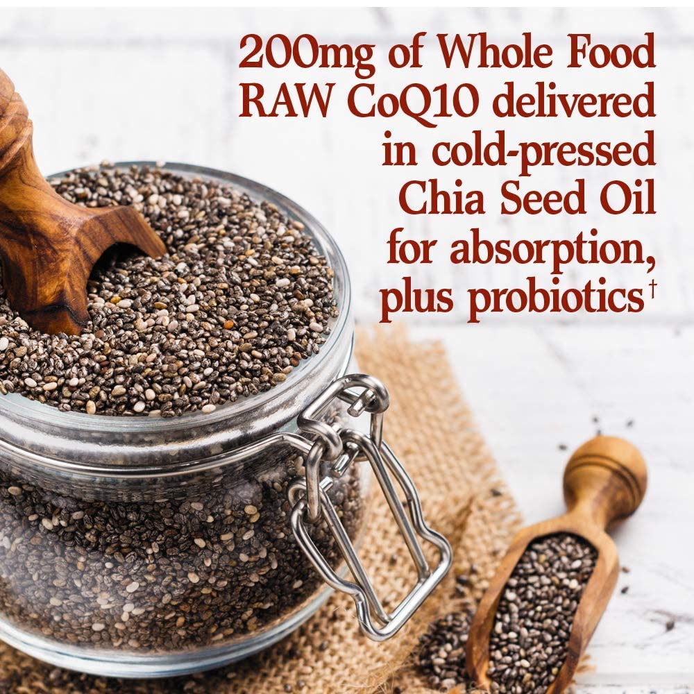 Garden of Life antioxidant-rich supplement with CoQ10 and chia for overall wellness.