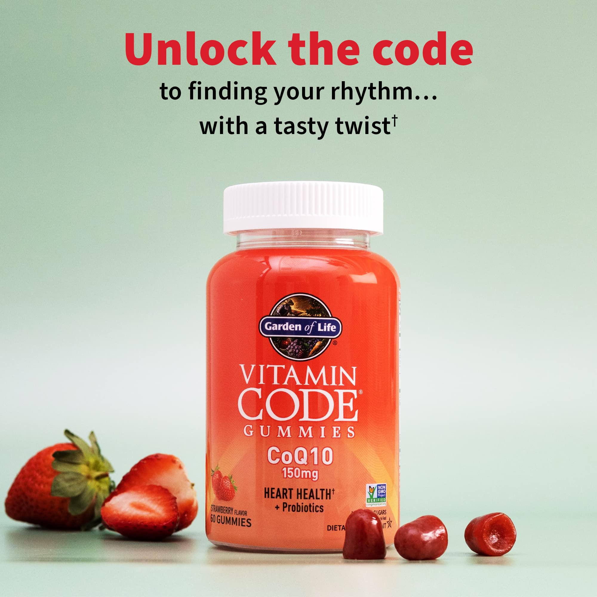 Garden of Life CoQ10 Gummies probiotics for digestion shown with allergy-friendly packaging.
