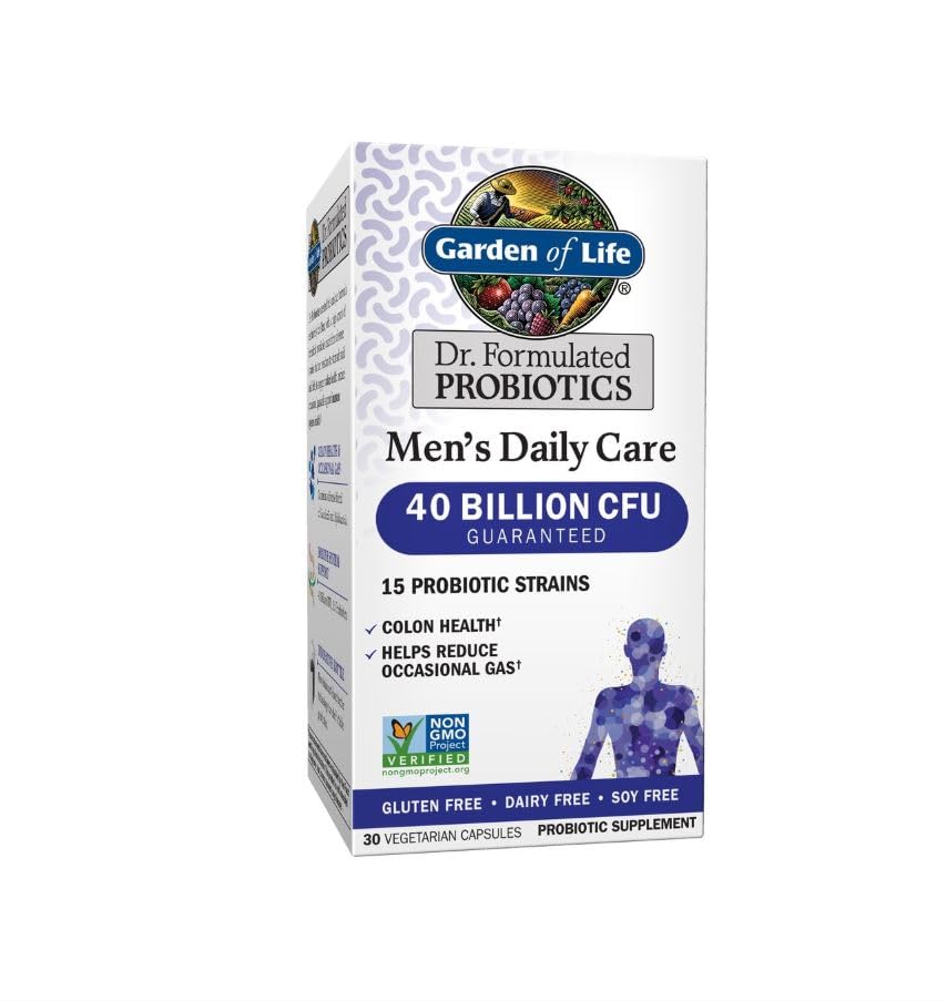 Close-up of Garden of Life capsules for daily digestive support