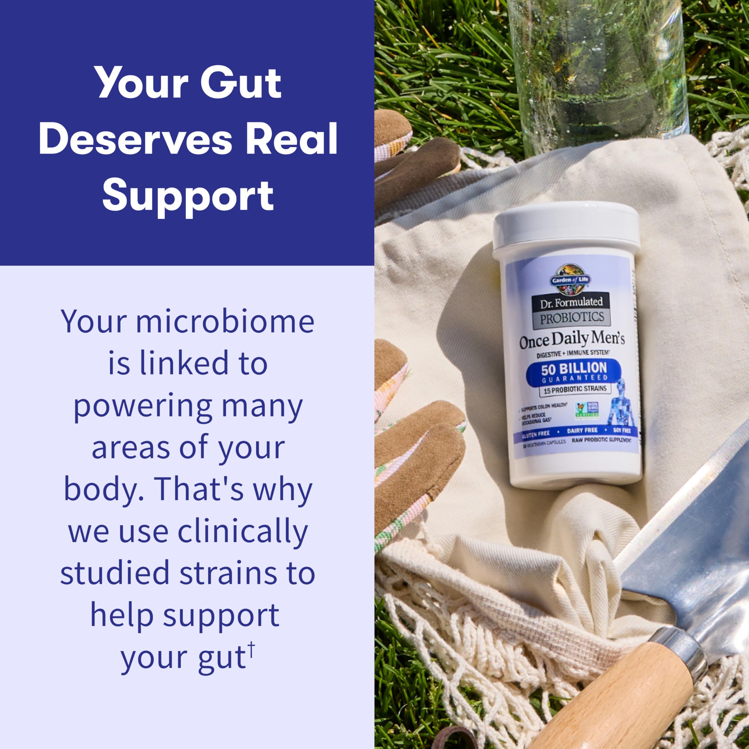 Garden of Life Organic Prebiotic Fiber blend visual implying gut-friendly nourishment.