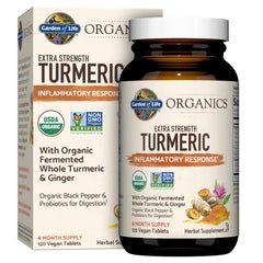 Garden of Life Organic Extra Strength Turmeric bottle for daily wellness