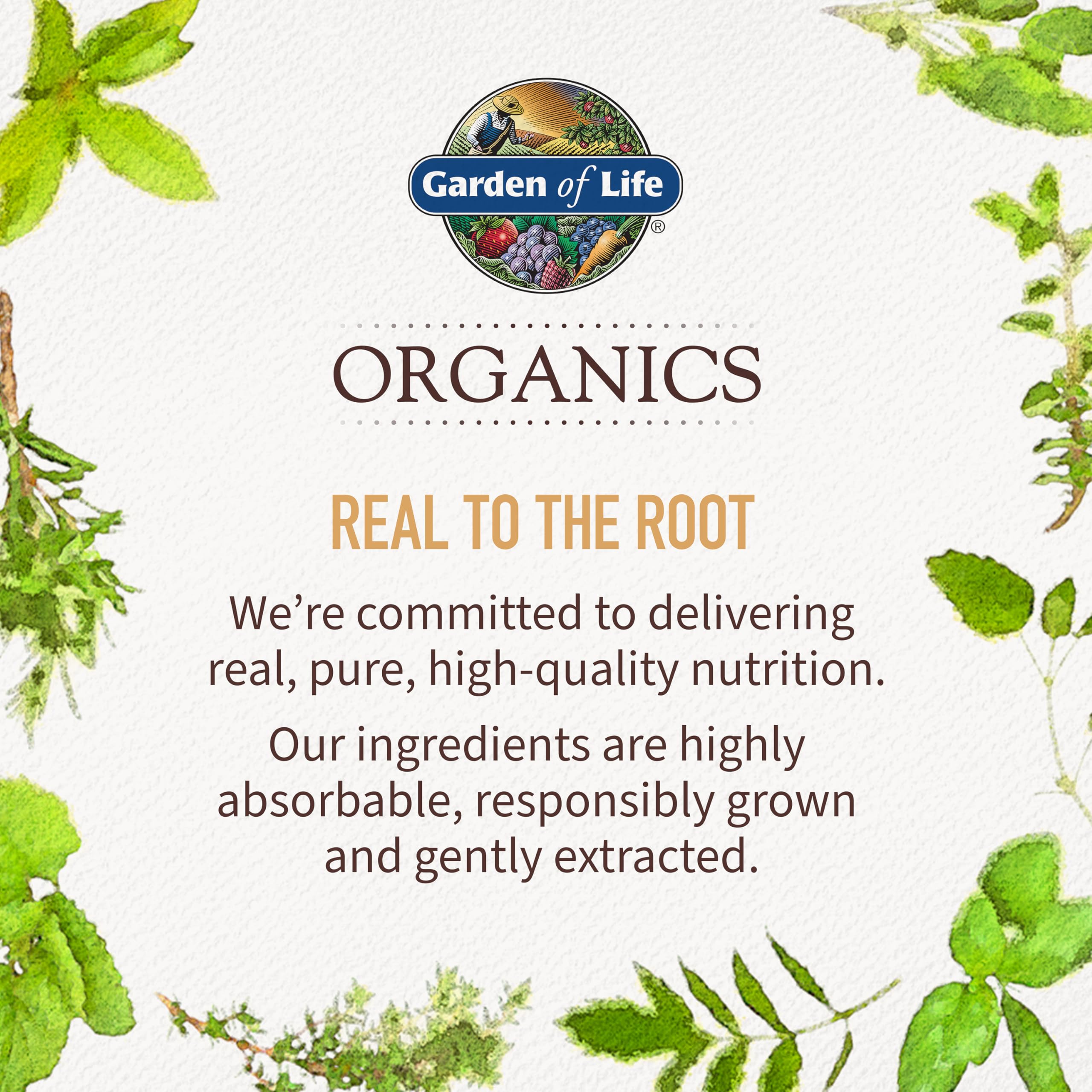 Garden of Life Organics Prenatal certification badges displayed on label.