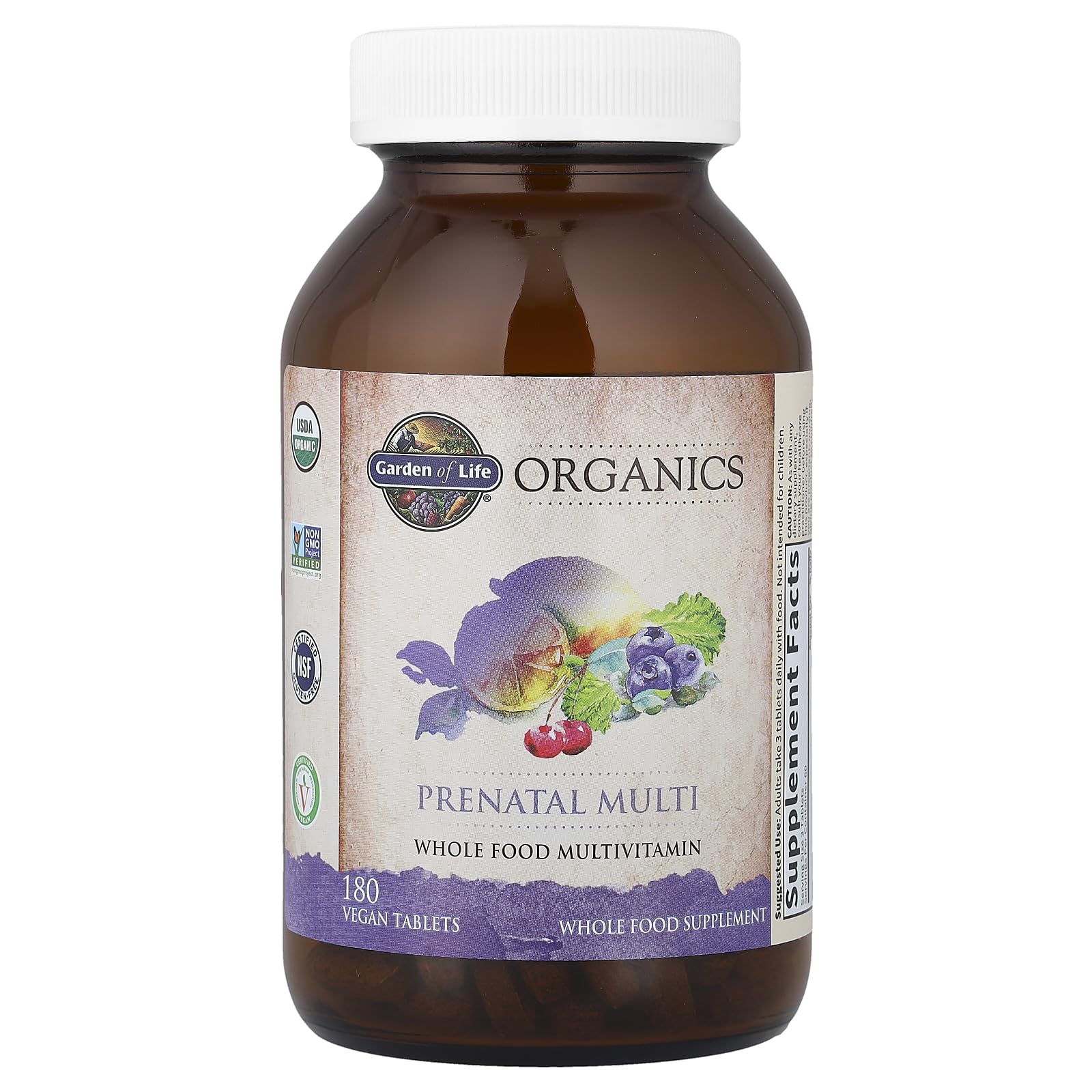 Garden of Life Organics Prenatal stomach-soothing blend ingredients visible near label.