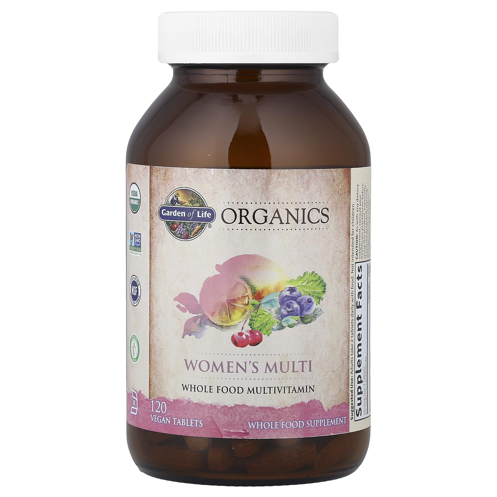 Garden of Life Organics Women's Multi tablets in bottle—two-tablet daily ritual