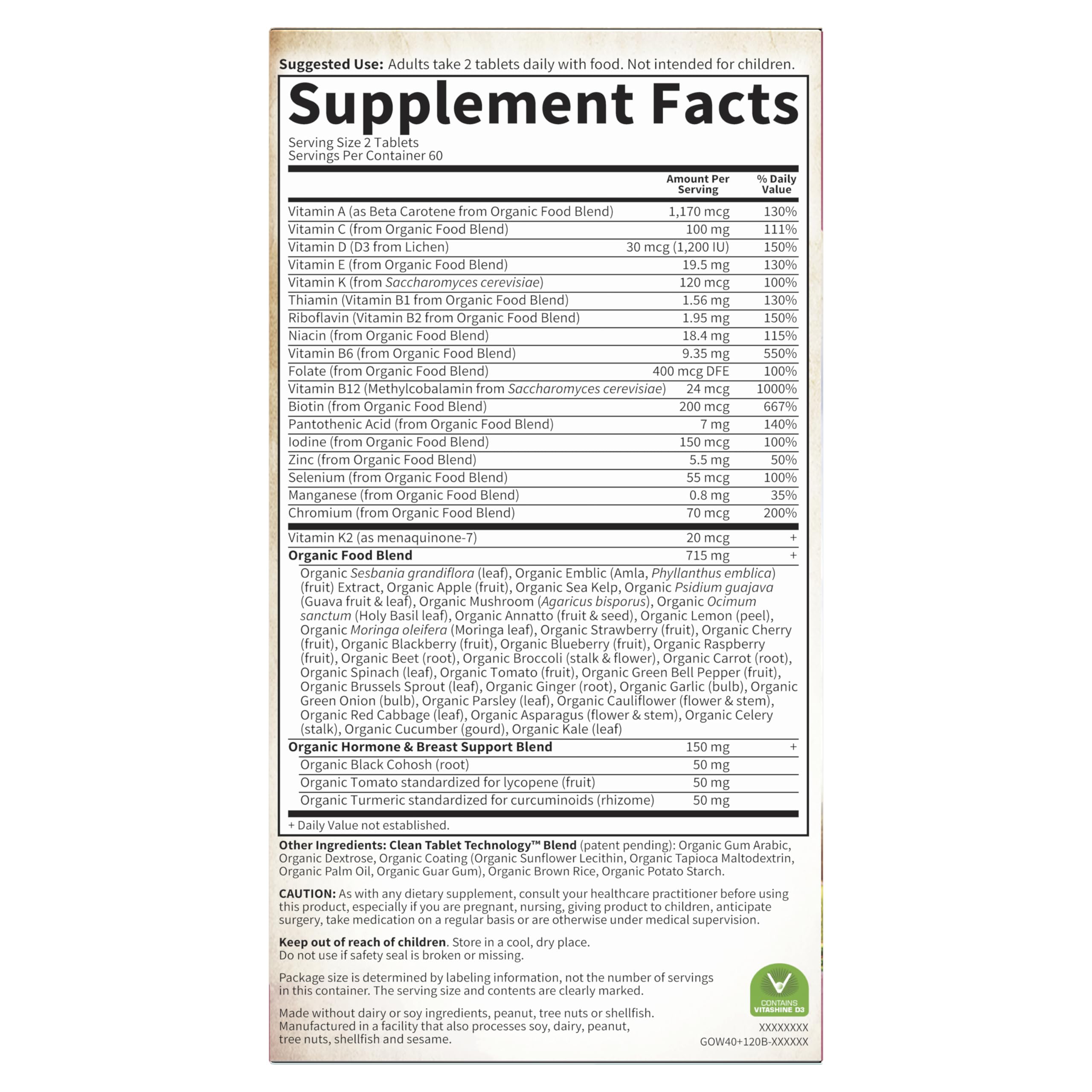 Garden of Life Organics Women 40+ daily-use two-tablet guidance image