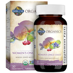 Garden of Life Organics Women’s Multivitamin tablet highlights whole-food ingredients for daily vitality