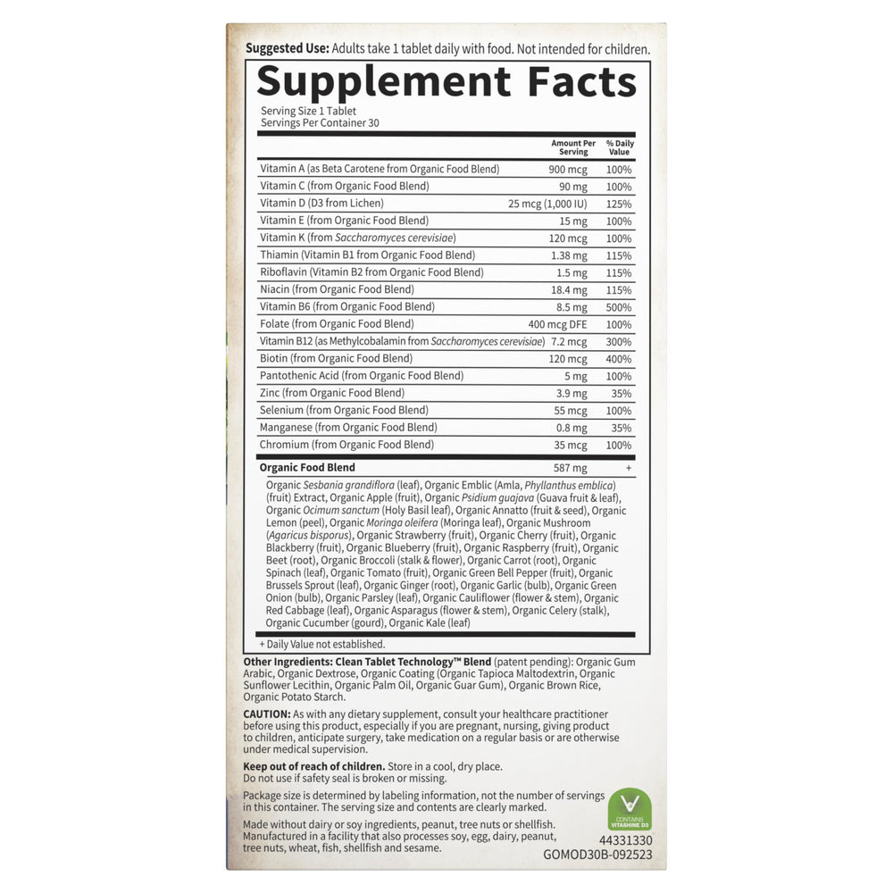 Garden of Life packaging showing 30 tablets.