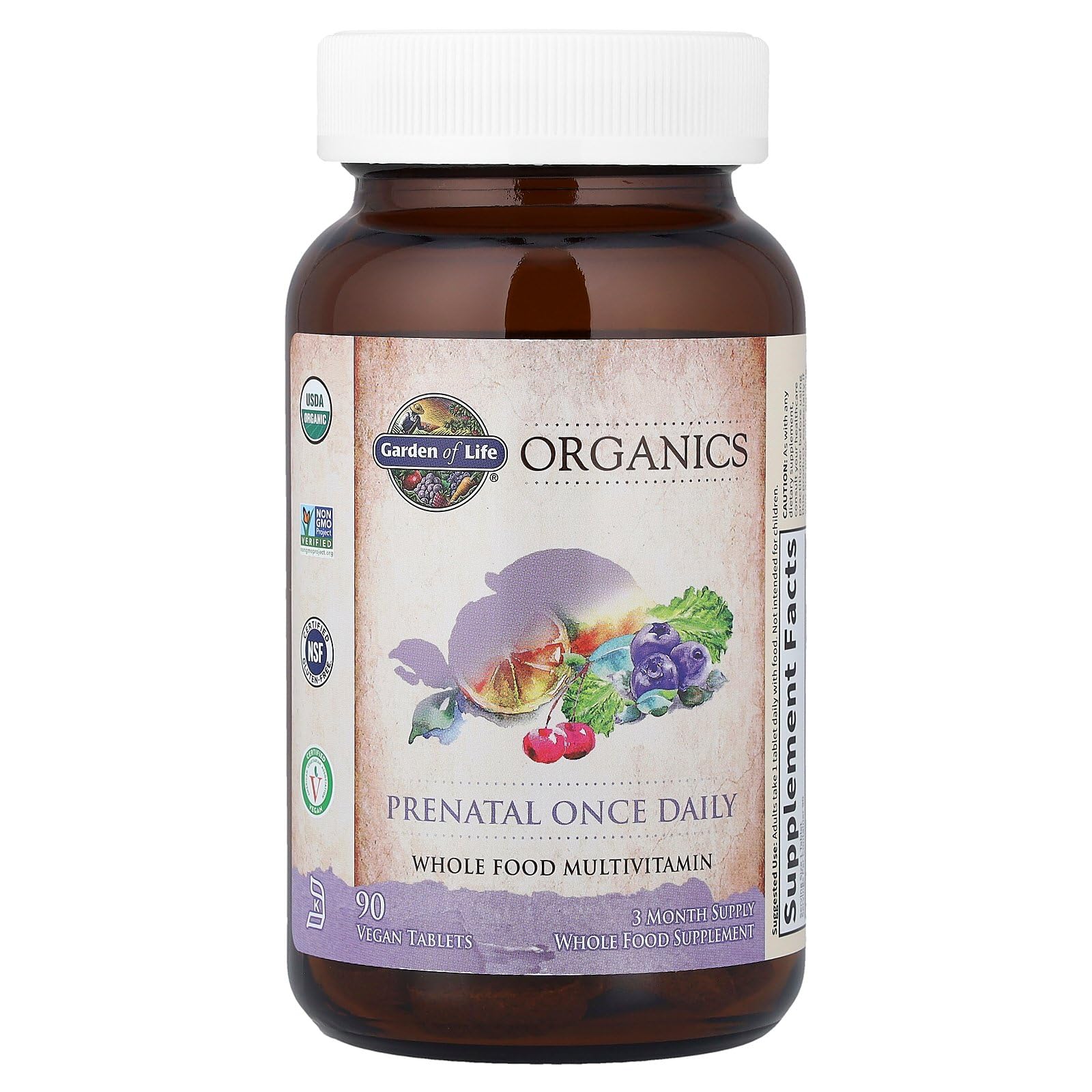 Garden of Life Prenatal iron pill highlighting non-constipating formula.