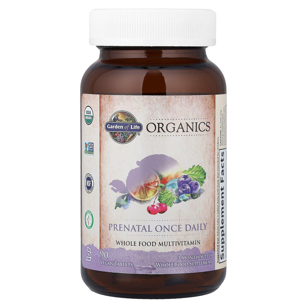 Garden of Life Prenatal iron pill highlighting non-constipating formula.
