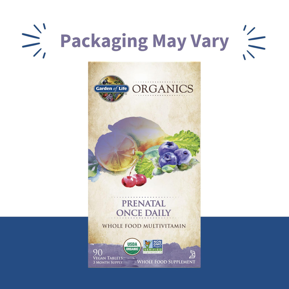 Garden of Life Prenatal with organic folate detail for energy-support.