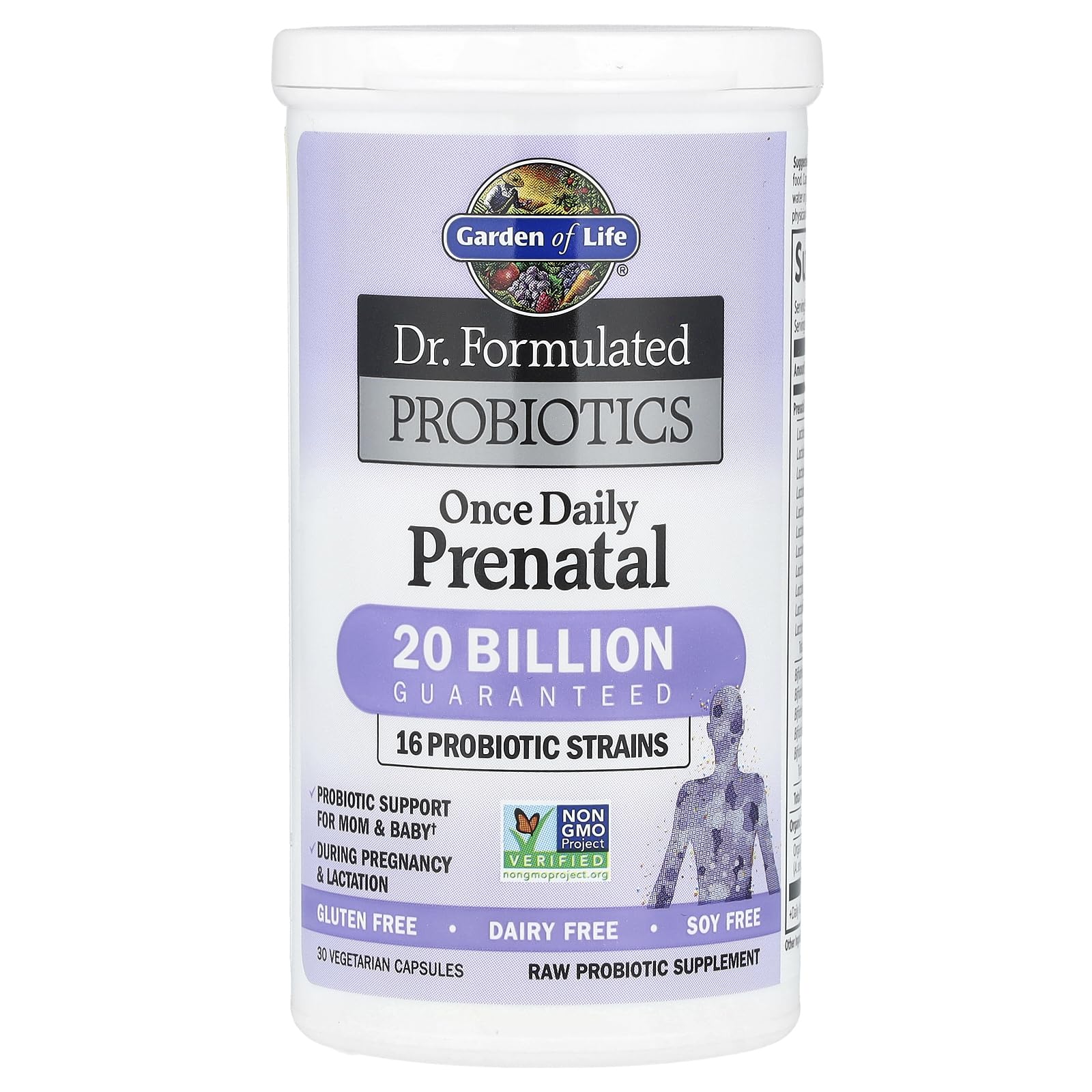 Garden of Life prenatal probiotic ingredients include Lactobacillus and Bifidobacteria.