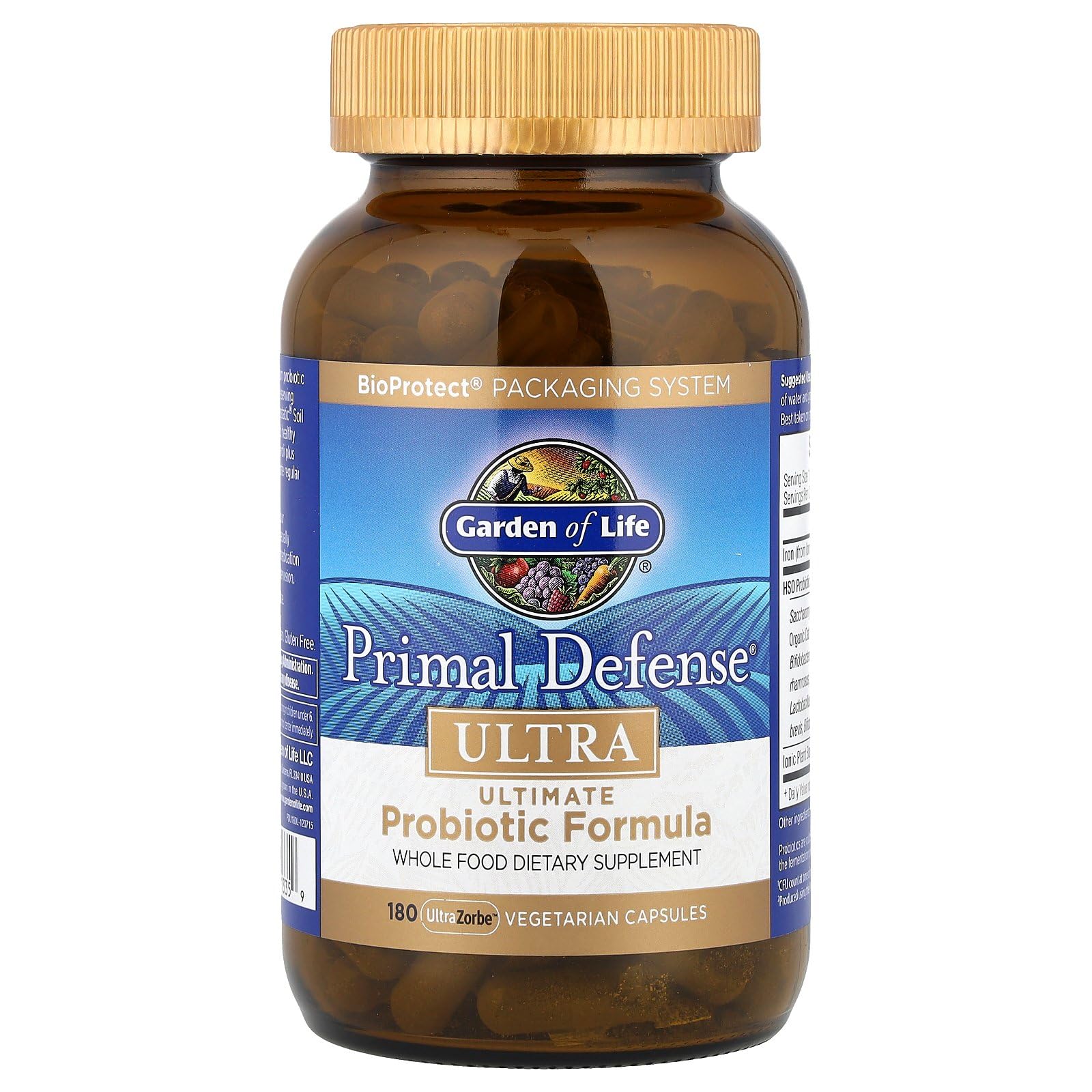 Garden of Life Primal Defense Ultra label detail with 15B CFU and 13 strains