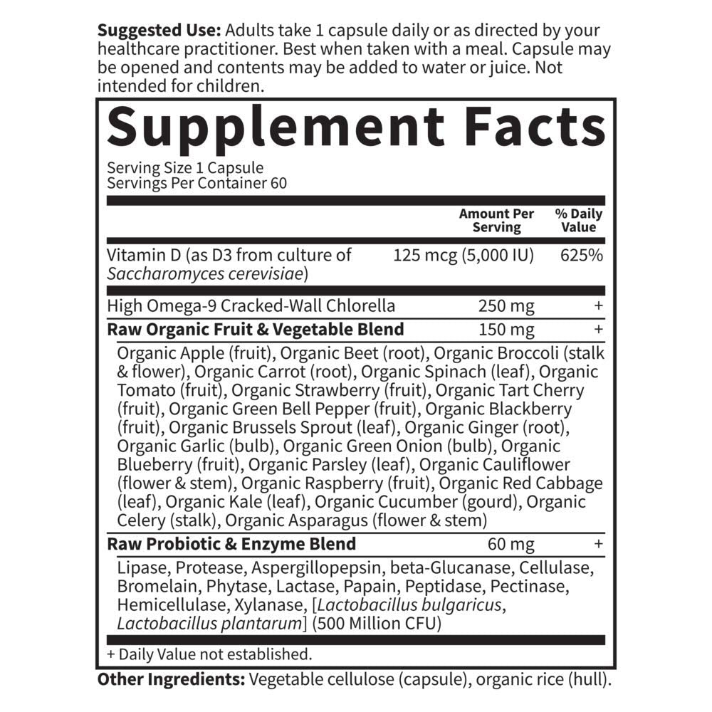 Garden of Life probiotic and enzyme blend close-up included in D3 formula