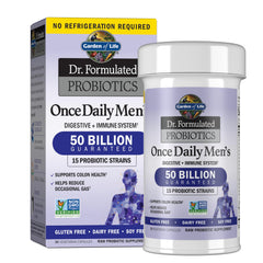 Garden of Life Probiotics for Men bottle front with 50B CFU for digestive support.