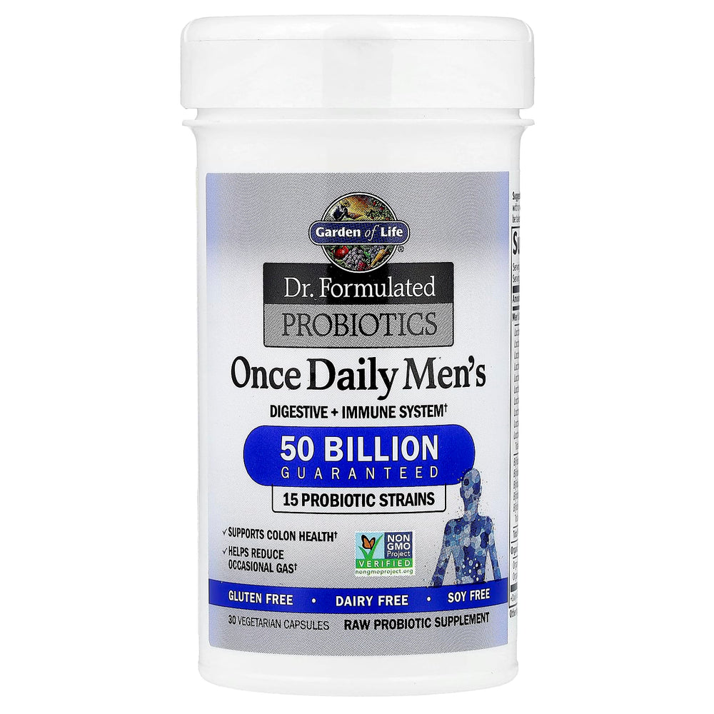 Garden of Life Probiotics for Men box packaging indicating shelf-stable formula.