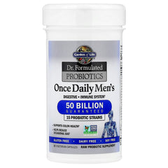Garden of Life Probiotics for Men box packaging indicating shelf-stable formula.
