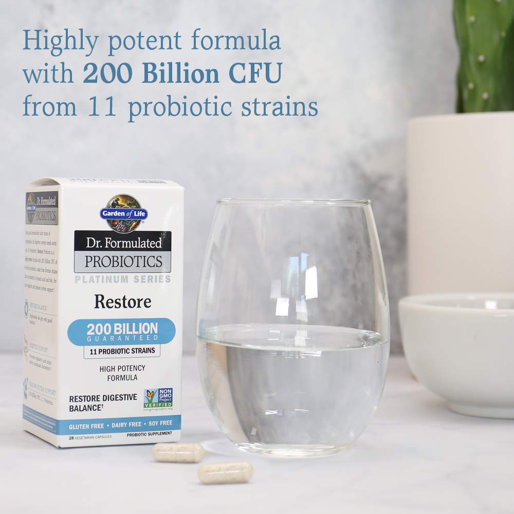 Garden of Life Restore bottle on kitchen counter for daily routine