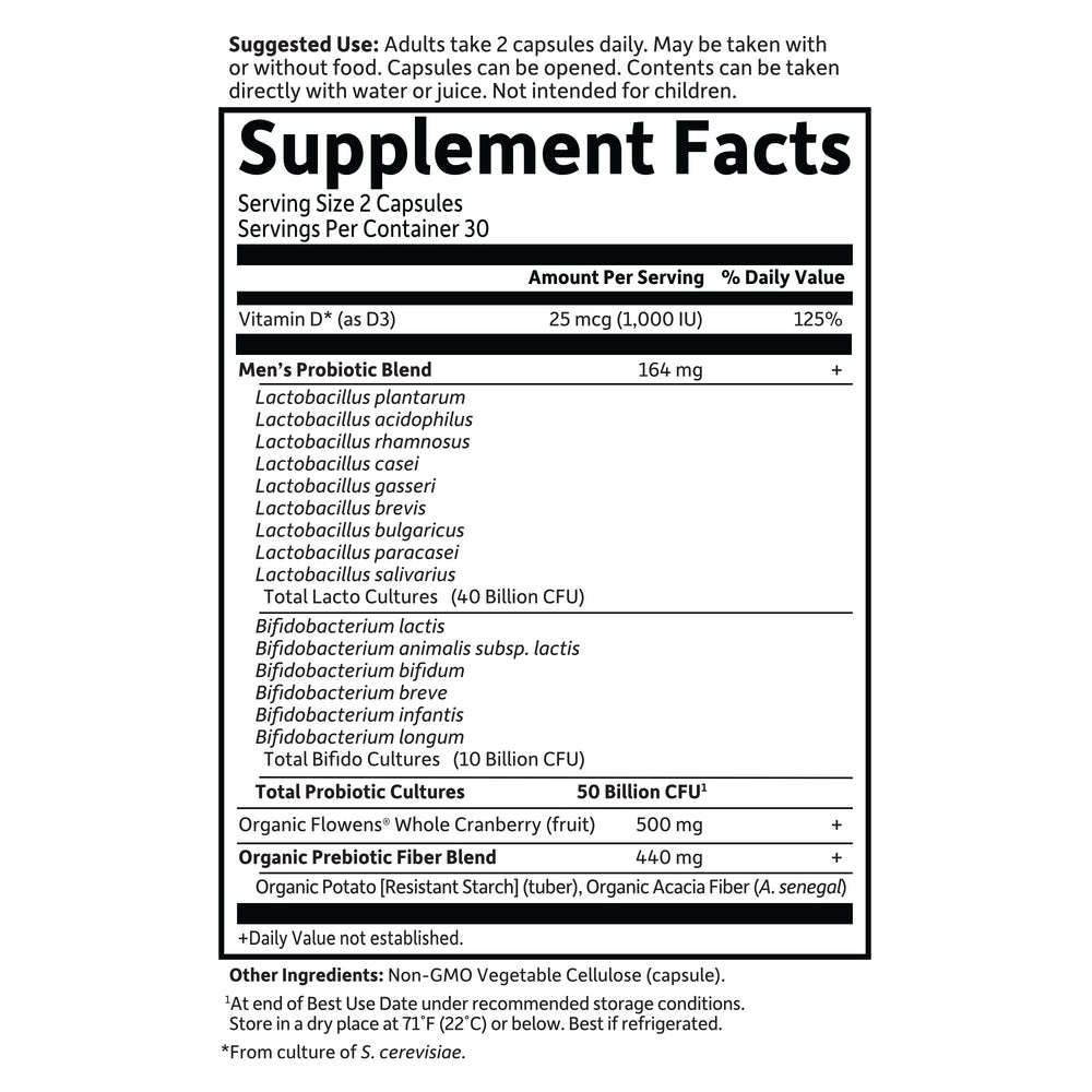 Garden of Life Prostate+ vitamin D3 inclusion for daily wellness considerations.