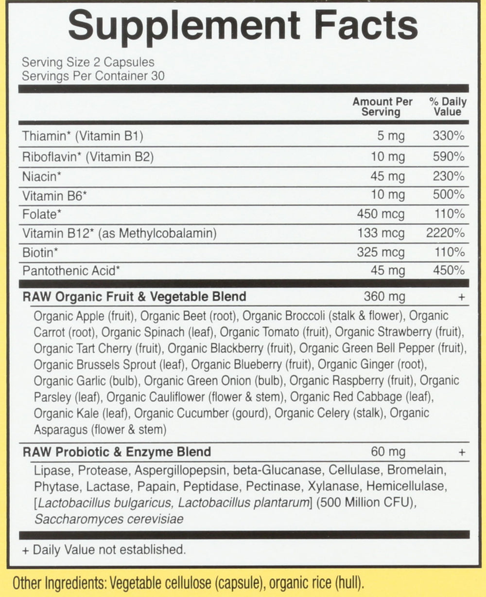 Garden of Life Raw B Complex capsules close-up for easy daily intake