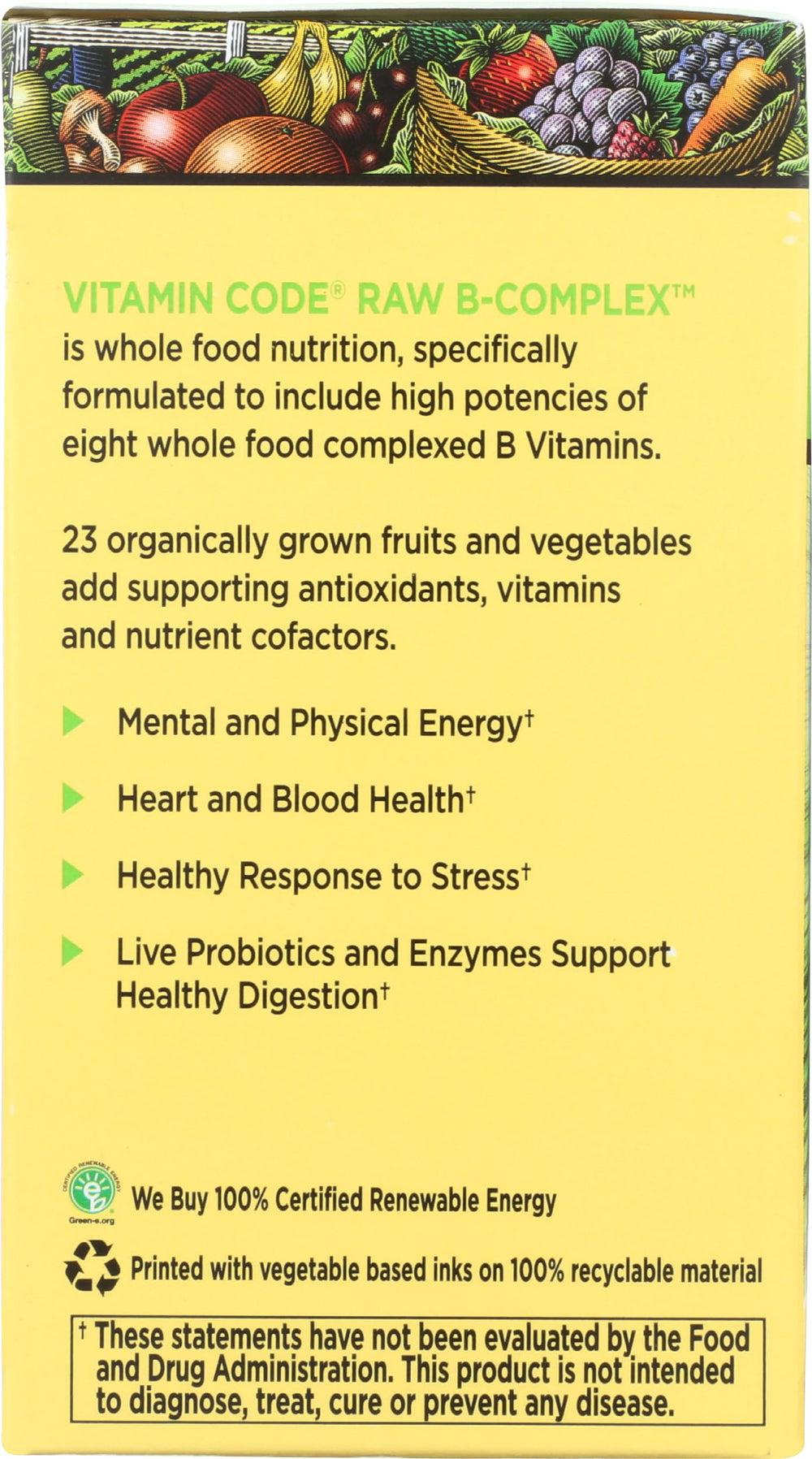 Garden of Life Raw B Complex probiotic and enzyme blend detail