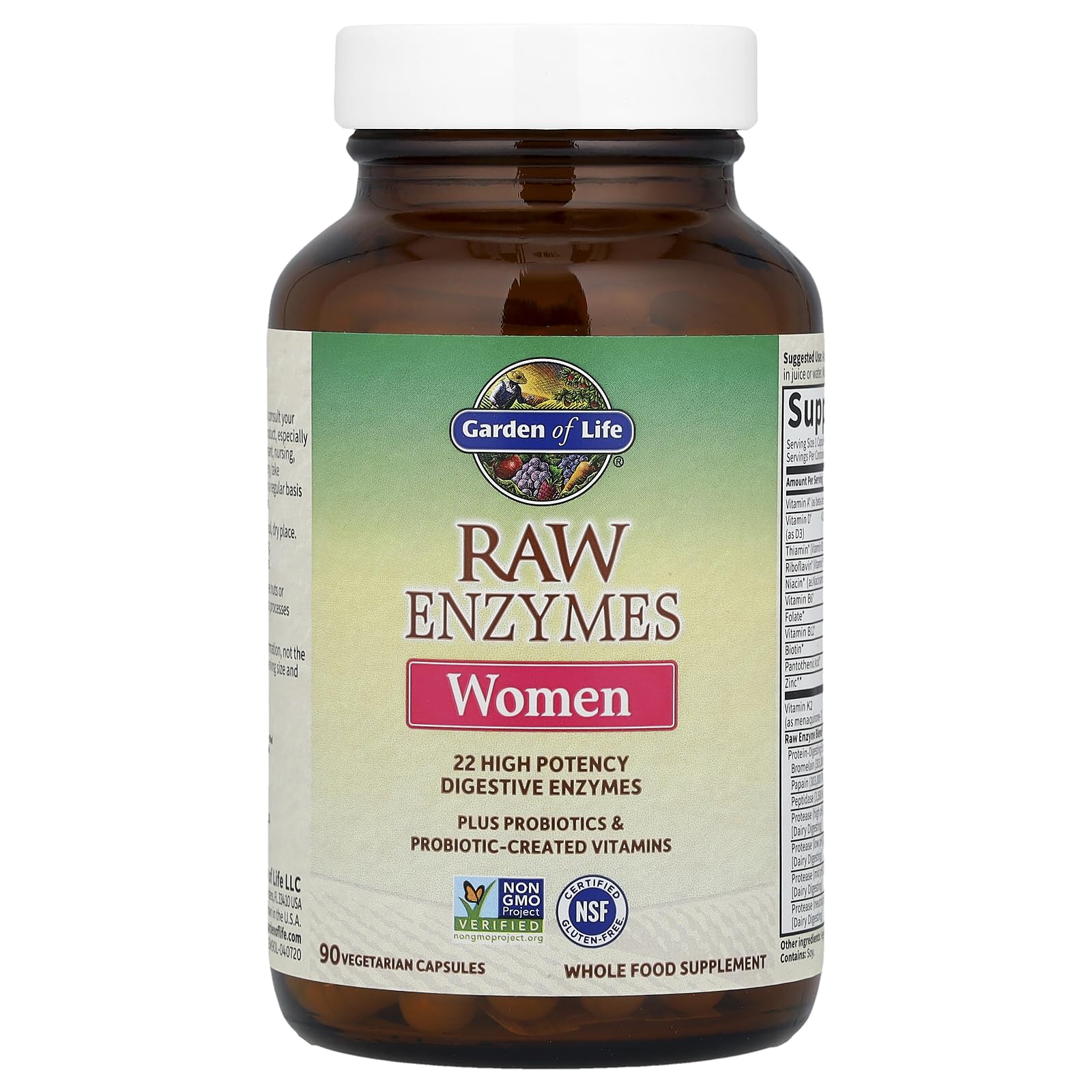 Garden of Life RAW Enzymes Women capsules in a blister pack for daily use.