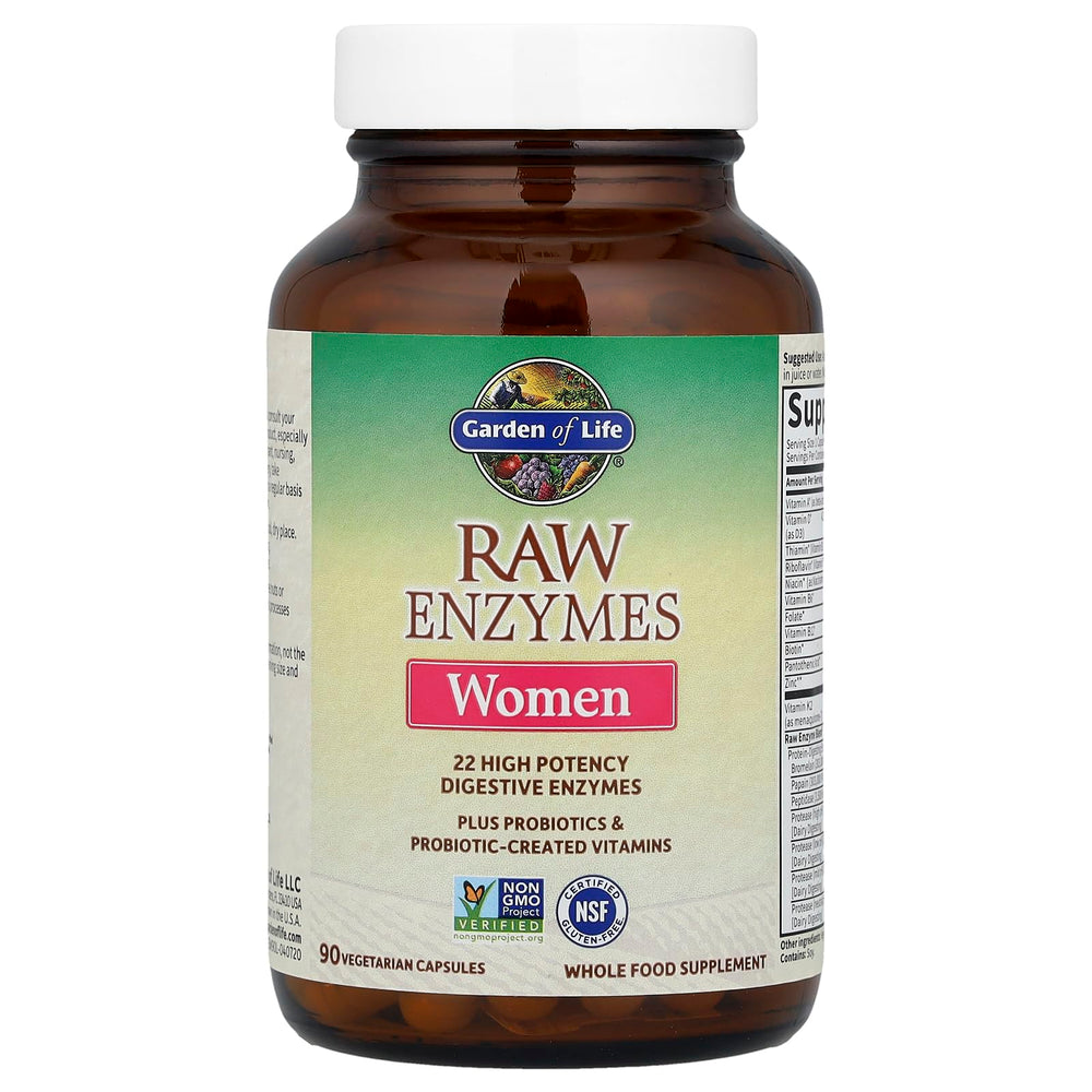 Garden of Life RAW Enzymes Women capsules in a blister pack for daily use.