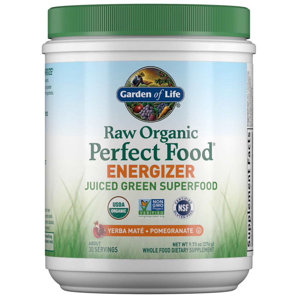 Garden of Life Energizer bottle pour for a quick greens boost and sustained energy