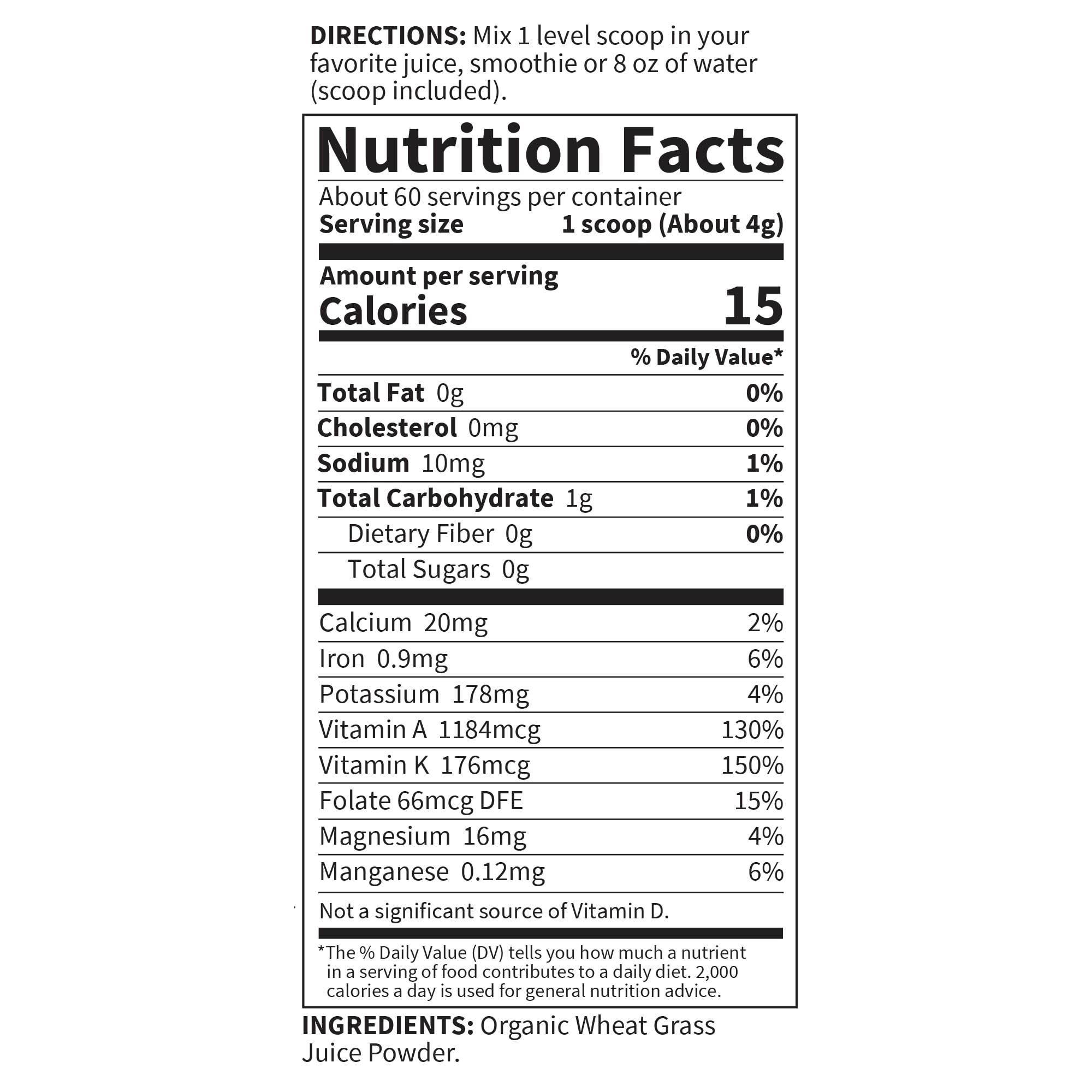 Garden of Life label showcases vegan, gluten-free, non-GMO features.