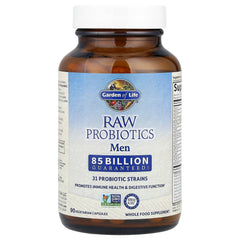 Garden of Life RAW Probiotics Men 50 Wiser capsules held in hand.