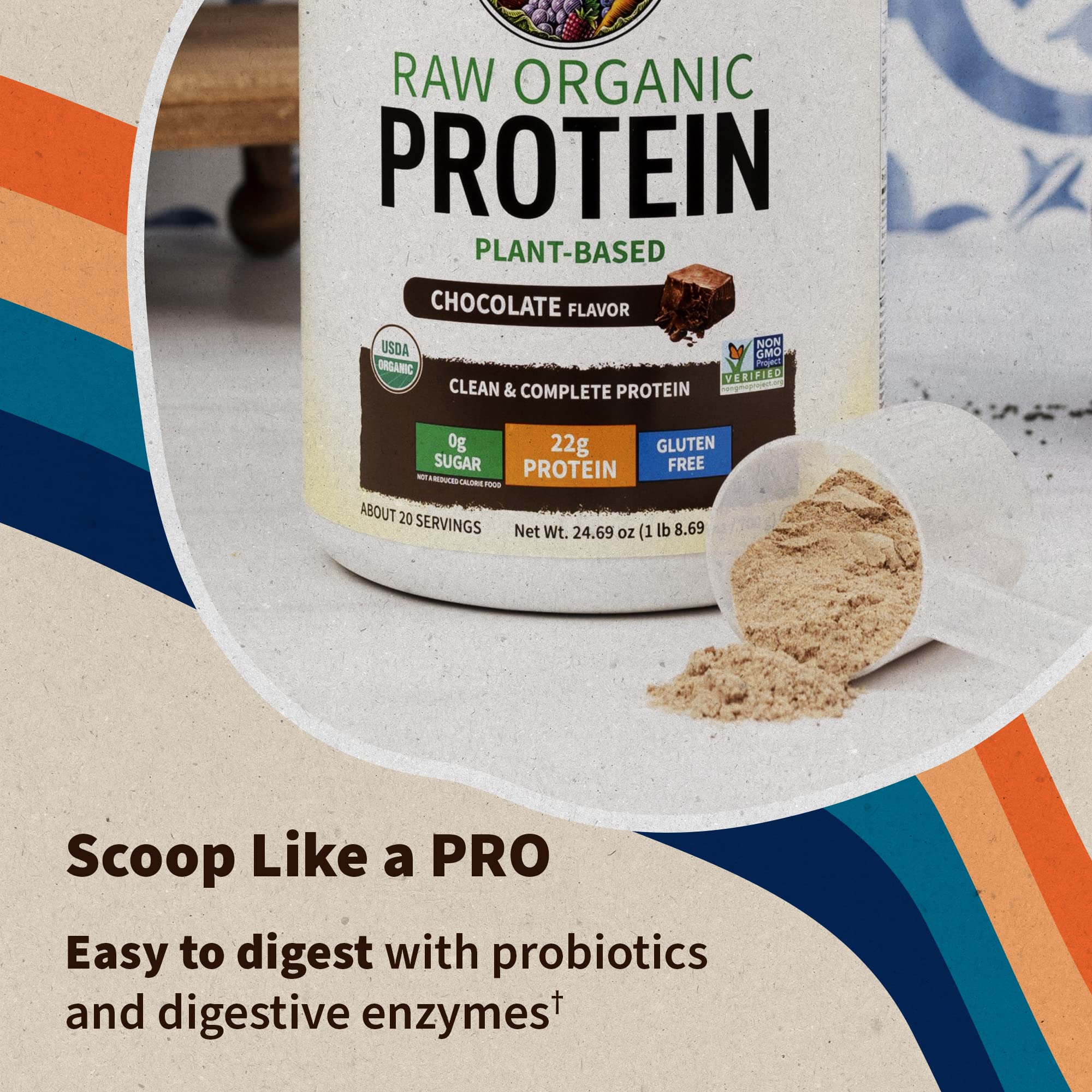 Garden of Life ready-to-make protein shake in glass with straw
